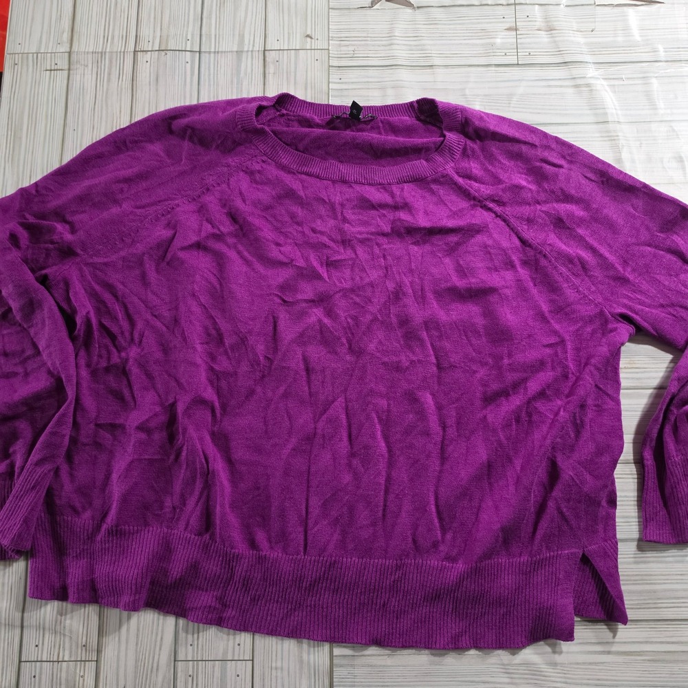 Eileen Fisher Womens Purple Crew Neck Raglan Long Sleeve Knit Sweater Size S